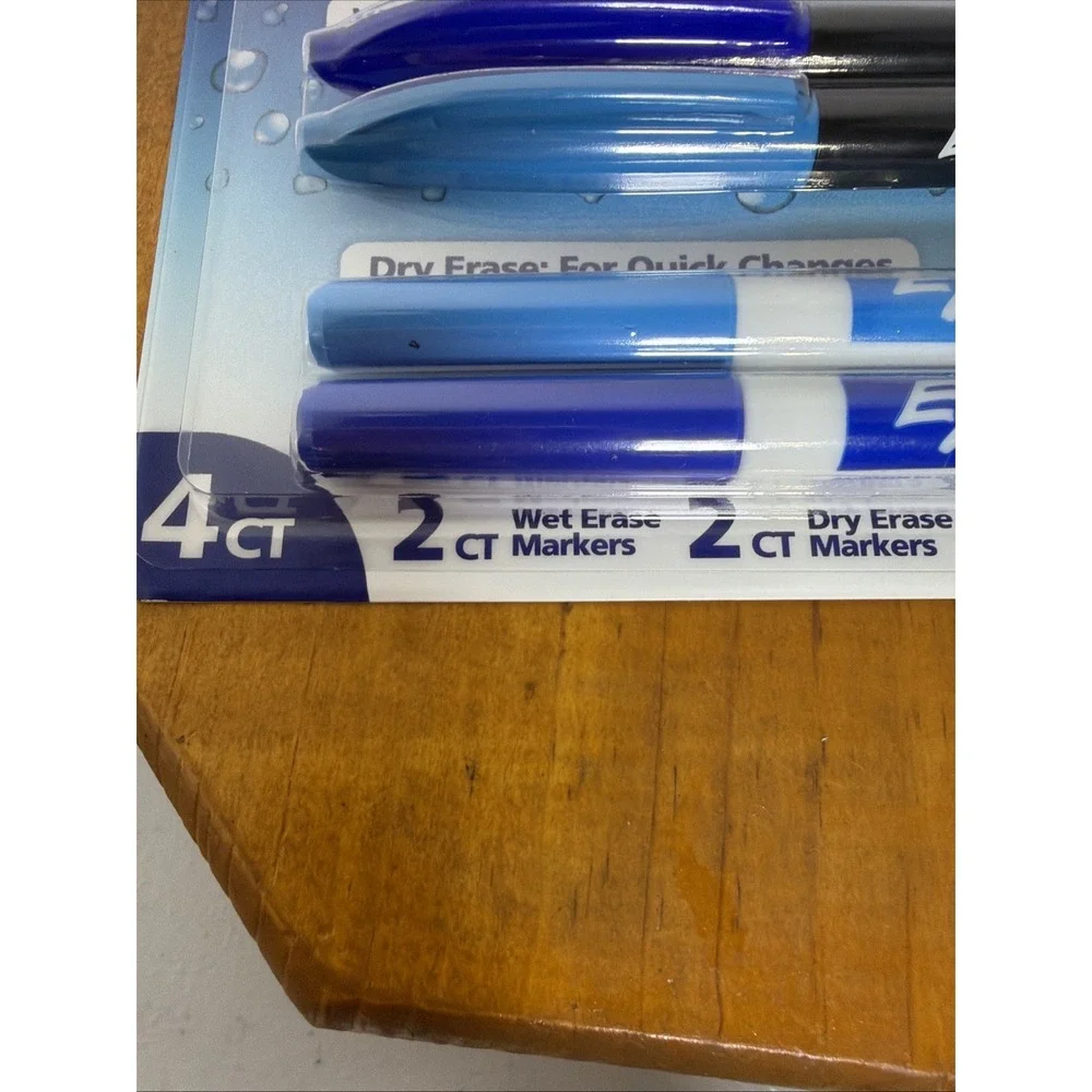 EXPO‎ 4 Count Mixed Marker Set Blue Wet & Dry Erase Fine Tip New